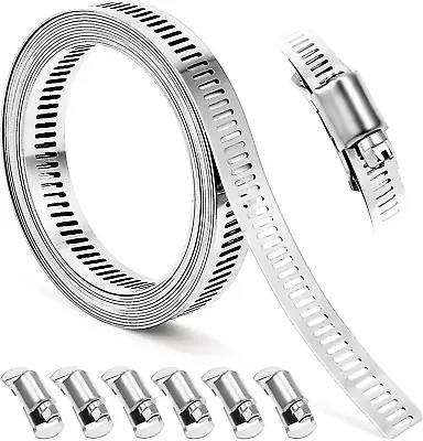 Hose Clamp DIY 8.5 FT Metal Strapping With Holes + 6 Fasteners Hose Clamps Sta • $17.21