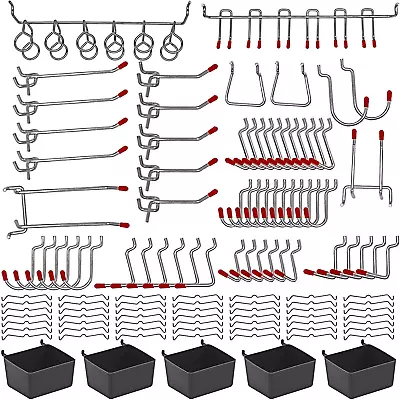 114 Pcs Peg Board Hooks Accessories Pegboard Bins Organizer For Garage Kit • $18.99