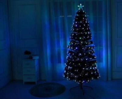 £49.99 • Buy Black Led & Fibre Optic Christmas Xmas Tree Lights Pre Lit Decoration 4-5-6-7FT