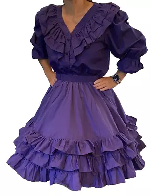 Malco Modes 2 Pc Purple Square Dance Outfit Stained • $29.99