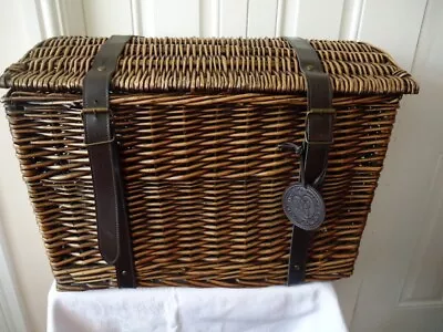 Large M & S Domed Lid Bronze Wicker Trunk / Basket With Tag • £25