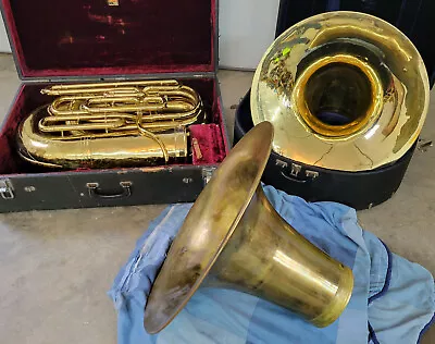 Conn 24J Double Bb Tuba - Recording & Upright Bell - Mouthpiece - Wooden Cases   • $870