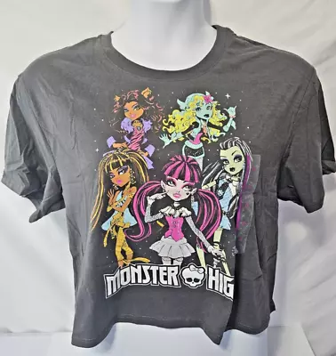 Monster High Women's T Shirt Cropped Short Sleeve Graphic Black Size 2XL • $7.97