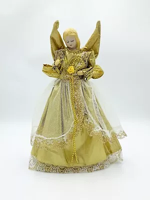 Vintage Christmas Angel Gold Tree Topper Holiday Decoration Collectable 32cm • $22