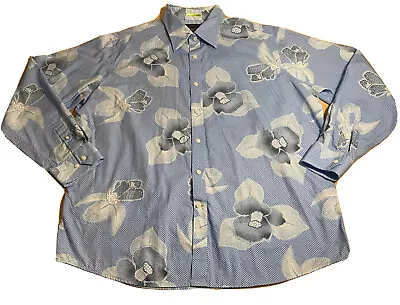 J FERRAR Button Up Shirt Modern Fit Dress Floral Men’s Size 2XL 18-18 1/2 • $16.95