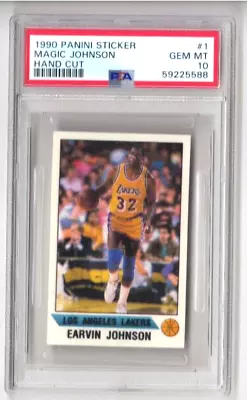 1990 MAGIC JOHNSON GEM 10 MINT Hand Cut Panini Sticker #1 PSA LOS ANGELES LAKERS • $4.25