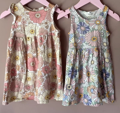 £4 • Buy Girls Dress Bundle Age 18-24 Months 1.5-2 Years Retro Flower Print