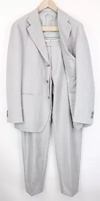 SUITSUPPLY Havana Jetted Men Suit UK46R Grey Melange Slim 2Piece Wool Silk Linen • $358.62