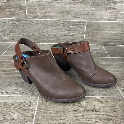 Blowfish Malibu Ankle Boots Size 8.5 Brown Belted Western Slip On Mules • $32.75