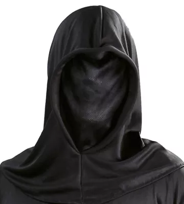 Halloween Black Phantom Of Darkness Grim Reaper Executioner Hooded Costume Mask • £6.99