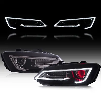 Black LED Headlights Sequential W/Demon Eyes Dual Beam For 11-17 Volkswagen Polo • $439.99