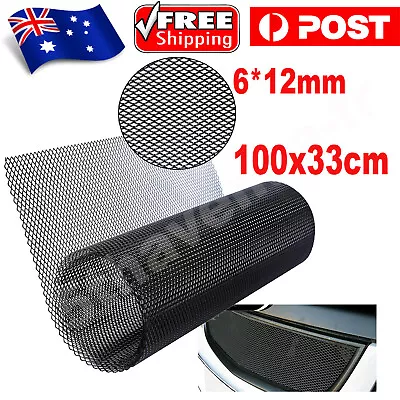 Car Grill Mesh Sheet Black Painted Aluminum Alloy Grille Mesh Roll Hole 6*12mm • $32.16