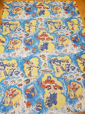 Vtg 1984 TRANSFORMERS Flat TWlN Bed Sheet Optimus Prime HASBRO Fabric • $38.24