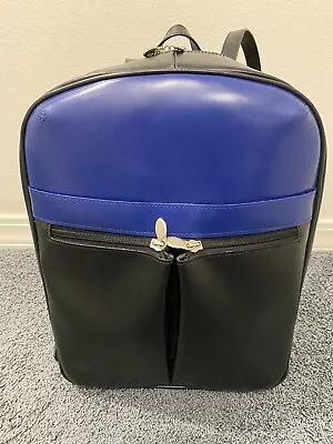 McKlein Edison Leather Laptop Tablet Backpack Black & Blue  • $33.50