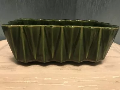 MPCO Green Geometric Pottery Pleated PLANTER 277 Modernist Mid-Century • $29.95