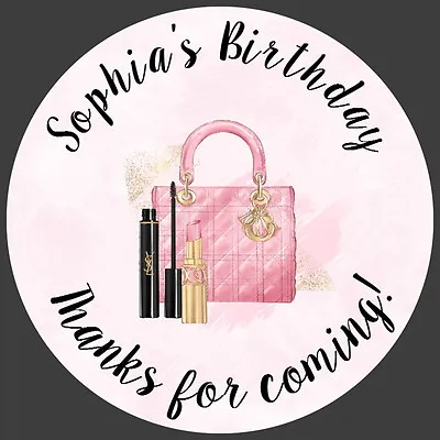 Handbag Makeup Personalised Gloss Birthday Party Sweet Cone  Favour Stickers  • £4.55