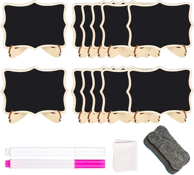 £8.82 • Buy 12 Pcs Mini Chalkboard Signs, Small Black Chalk Board Menu Blackboard Display F