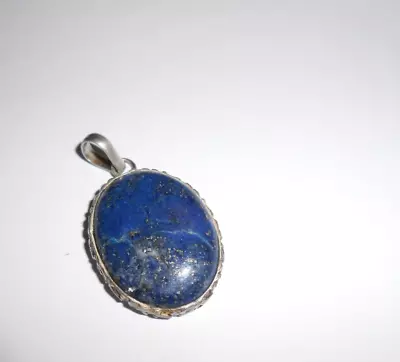 Vintage Lapis Lazuli Sterling Pendant. • $39