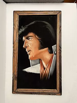 Vtg ELVIS Presley Crying Black Velvet Hand Painted Art Painting 22  X 13  Mexico • $120