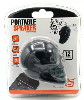 Black Skull Portable Speaker Gear 2 Go For Smartphone MP3 Player Ipod Sealed C • £6.99