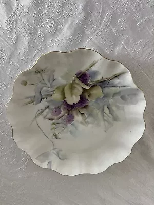 Jean Pouyat J.P.L Limoges Hand Painted Porcelain Plate Purple Flowers Gold Rim • $40