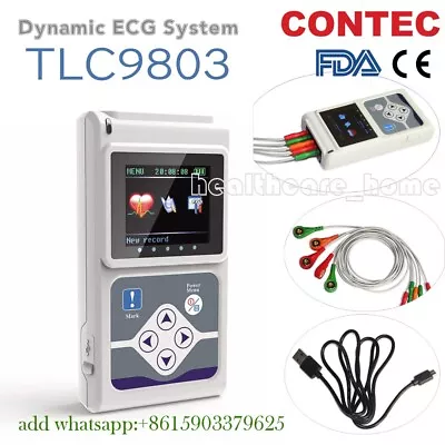 TLC9803 3-channel ECG/EKG Holter Monitor System Recorder ​Analyzer+PC Software • £266