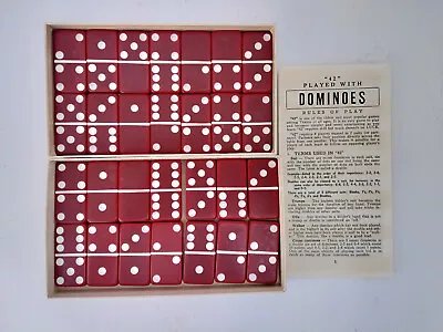 Puremco Marblelike No. 616 Double-Six Standard Red Dominoes In Box Vtg • $33.99