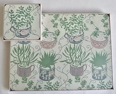 LAURA ASHLEY-SUCCULENT POTS 4 Placemats & 4 Coasters UNOPENED STILL SEALED • £9.99