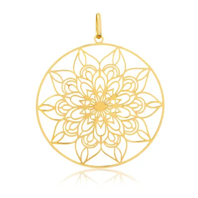 14k Solid Yellow Gold Mandala Circle Pendant For Necklace For Women  • $173.39