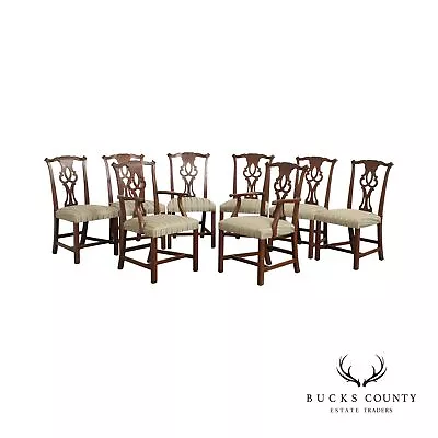 Kittinger Chippendale Style Set Eight Mahogany Dining Chairs • $2895