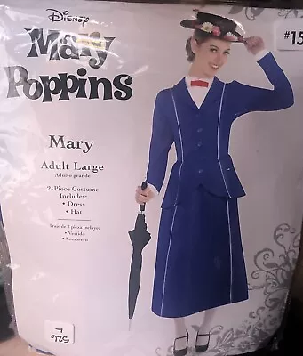 Mary Poppins Costume Large Adult (10-12)  Disney Dress Halloween Cosplay No Hat • $28.75