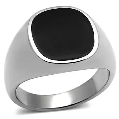 £19.99 • Buy Mens Onyx Ring Signet Pinky Stainless Steel Stamped Silver Classy Classic