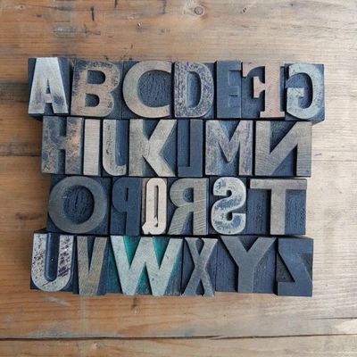 £62 • Buy Vintage Letterpress Wooden Printing Blocks Type 34mm High. Full Alphabet.
