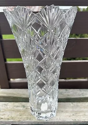 Mikasa VALBONNE 14” Lead Crystal Vase Made In Czech Republic NICE! Heavy Duty • $54.95