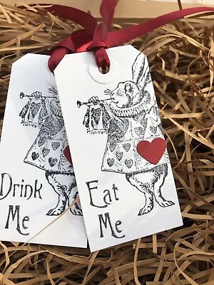 £2.99 • Buy Alice In Wonderland Drink Me Eat Me Handmade Gift Tags White Set Of 10