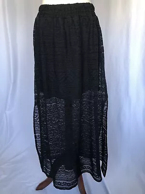 Stooshy Cotton Lace Maxi Sheer Skirt Black XL • $14