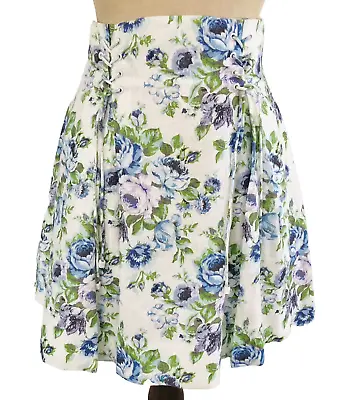 $149 • Buy Zimmerman Linen Skirt Size 1 Floral Lined White Blue Green