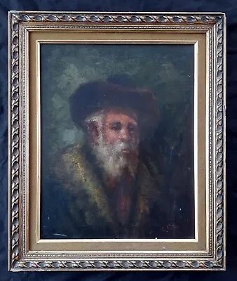 Vintage C. Patin Oil Painting Orthodox Rabbi • $750