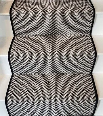 Carpet Stair Runner | 13 Steps | 6.50 X 0.50 | Black/White Herringbone | Zig Zag • £89.99