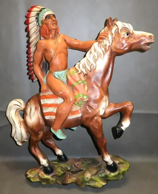 MCM 1962 NATIVE AMERICAN CHIEF ON HORSEBACK Wall Hanging Universal Statuary • $34.82