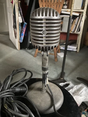 £392.43 • Buy Vintage 1940's SHURE 55 Fatboy Low-Z Dynamic Microphone W/stand & Cable-working