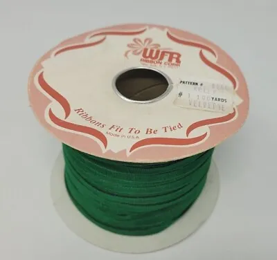 VTG WFR Kelly Green Velvet Fabric Craft Ribbon Trim #1 6mm 1/4  X 100 YDS • $14.99