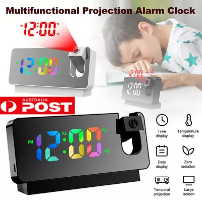 LED Digital Smart Alarm Clock Projection Temperature Time Projector LCD Display • $25.98