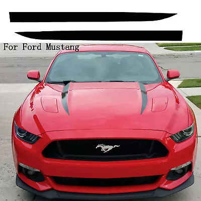 2pcs Glossy Black Front Hood Spears Side Stripes Decal Stickers For Ford Mustang • $19.98