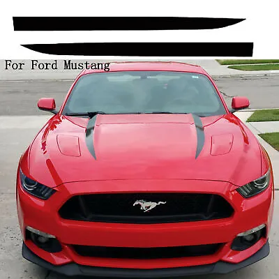 Gloss Black Front Hood Spears Side Stripe Decal Sticker For Ford Mustang 2015-23 • $19.98