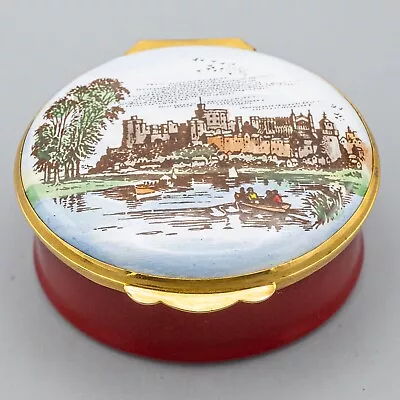 $50 • Buy Crummles Enamels Trinket Box Windsor Castle Lake Row Boat Birds