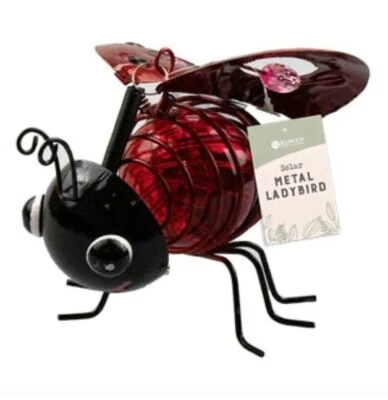 £8.75 • Buy Solar Powered Hanging Metal Ladybird Garden Décor Ornament Bouncy Body Lights 