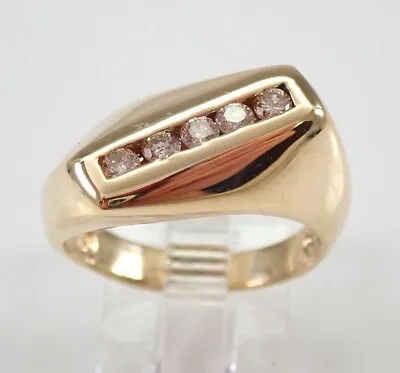 Vintage Men's Natural Moissanite Wedding Ring Anniversary 14K Yellow Gold Plated • $145.79