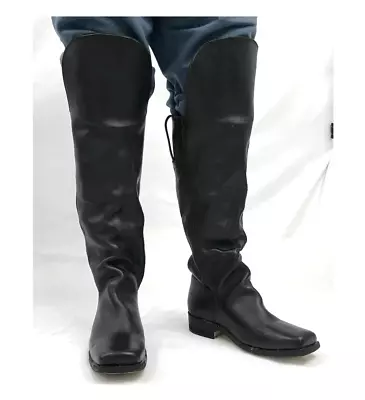 Black Leather Boots With Knee Flap - Historical Reenactment Civil War - Size 11 • $198