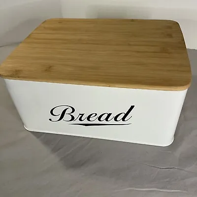 Rothsville Gracie Oaks Painted Tin Bread Box Bamboo Cutting Board Lid NWOT $80 • $29.99